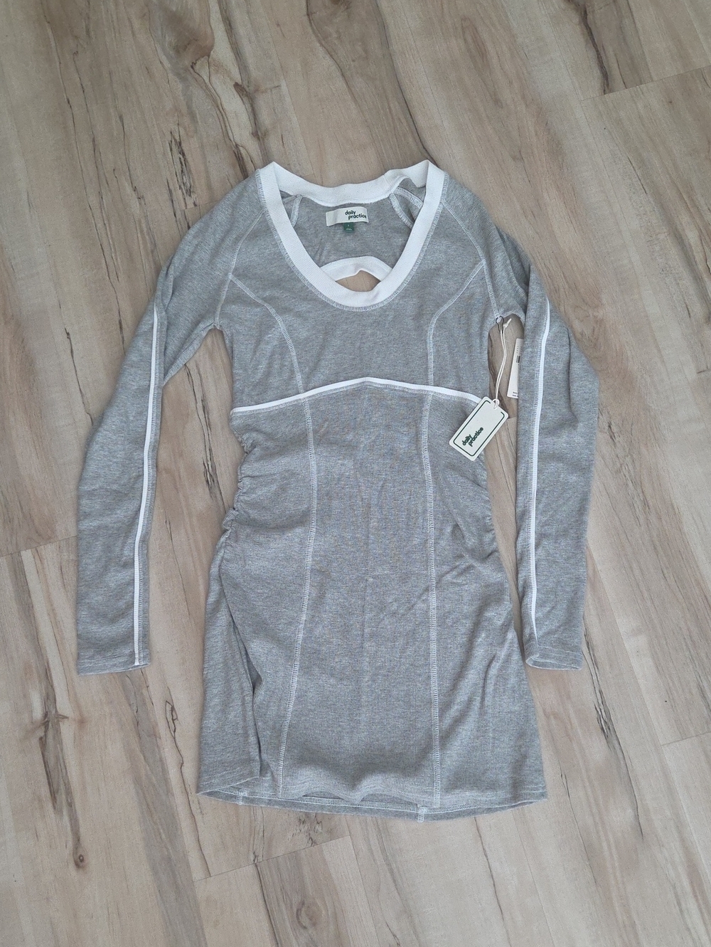 Daily Practice Anthropologie Gray Long Sleeve Mini Tunic Backless Dress Small